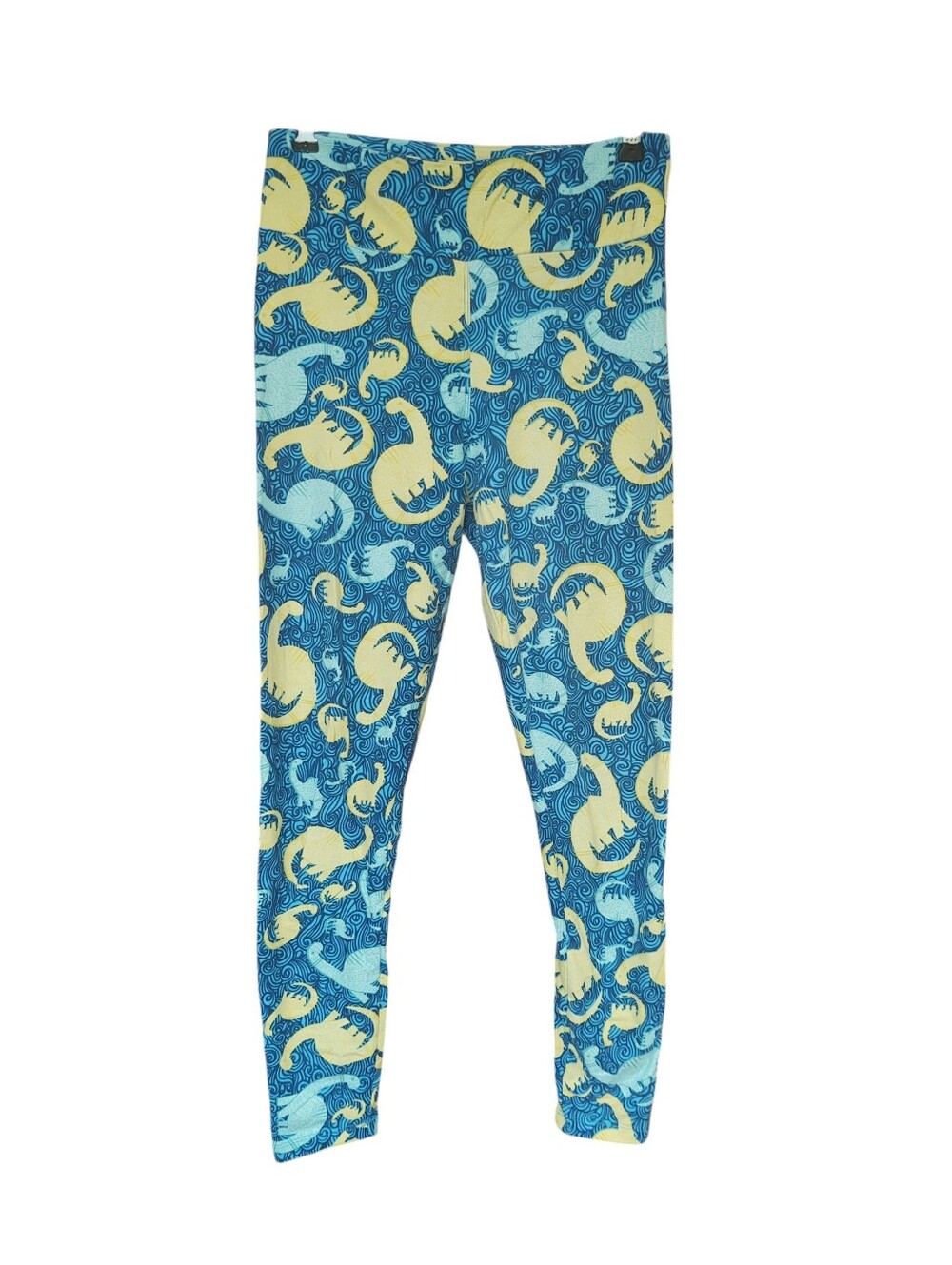 Women's LuLaRoe Blue & Yellow Dinosaur Print Leggings One Size